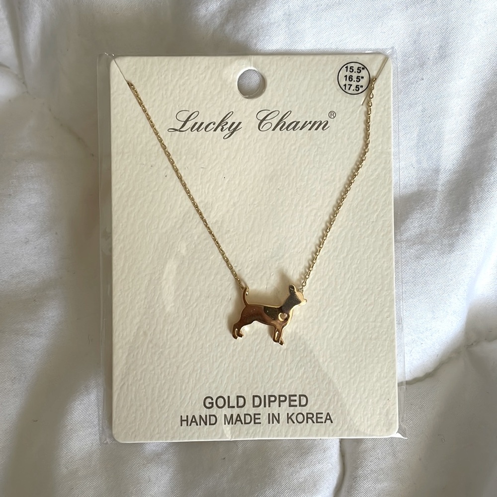 Gold Dipped Chihuahua Dog Necklace